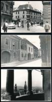 cca 1966-1967 3 db fotó Sopronról (Kilátás a Tűztoronyból, Templom utca, Storno-ház), és 2 db egy szoba belsejéről, hátuljukon felirattal, 8,5x14 cm