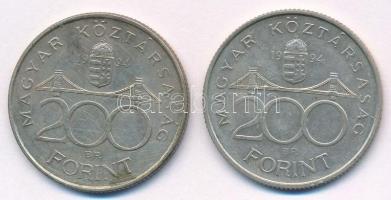 1994. 200Ft Ag "Deák" (2x) T:2 patina Adamo F13.1