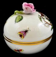 Herendi Rotschild mintás bonbonnier.. Kézzel festett, jelzett, apró lepattanás a rózsán
