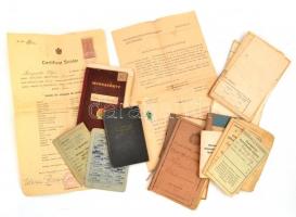 cca 1919-50 vegyes igazolvány és bizonyítvány tétel, részben romániai magyar diák bizonyítványa 1919-20-ból