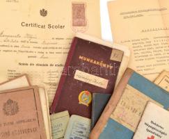 cca 1919-50 vegyes igazolvány és bizonyítvány tétel, részben romániai magyar diák bizonyítványa 1919...