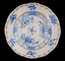 Herendi Waldstein mintás mokkás csésze aljjal. Kézzel festett, jelzett, mázrepedésekkel. d: 11 cm