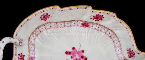 Herendi Waldstein mintás füles kínáló. Kézzel festett, jelzett, hibátlan. 24x19,5 cm