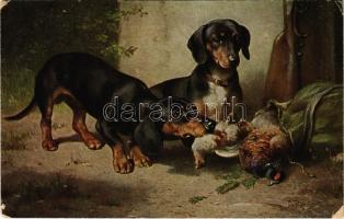 Dachshund dogs. T.S.N. Serie 1541. s: Reichert (worn corners)