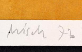 Misch Ádám (1935-1995: Sötét forma és virágok (Dunkle Form u. Blumen). Szitanyomat, papír, jelzett é...