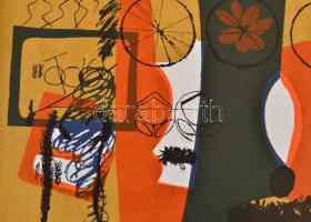 Misch Ádám (1935-1995: Sötét forma és virágok (Dunkle Form u. Blumen). Szitanyomat, papír, jelzett é...