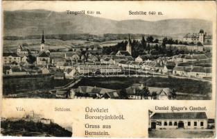 Borostyánkő, Bernstein; vár, Daniel Mager vendéglője / Schloss, Gasthof / castle, restaurant