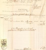 1879 Grunwald & Co, Triest, Budapest, Breslau, 2 db díszes fejléces számla 5 kr. okmánybélyeggel...