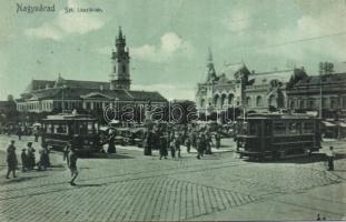 Nagyvárad Szt. László square with old trams