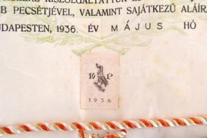 1936 Közgazdász oklevél függő viaszpecséttel 59x42 cm