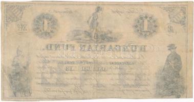 1852. 1$ "B" "Kossuth bankó" sorszám nélkül T:III alsó széen nagyobb levágás Hun...