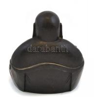 Nevető Buddha. Keményfa szobor, lakkal. 11 cm