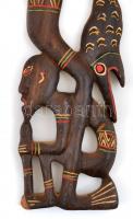 Afrikai fali dísz. Faragott, festett fa. 34 cm