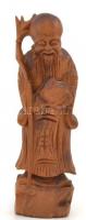 Keleti bölcs figurája. Faragott, lakkozott fa, repedéssel . 15,5 cm