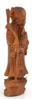 Keleti bölcs figurája. Faragott, lakkozott fa, repedéssel . 15,5 cm