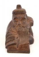 Füstölőtartó, faragott keményfa figura. 7,5 cm