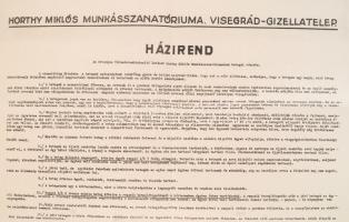 1929 Horthy Miklós Munkásszanatóriuma, Visegrád-Gizellatelep, házirend bélyegzővel, hajtásnyommal, e...