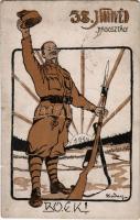 1917 38. Honvéd Hadosztály BÚÉK / WWI K.u.K. military New Year greeting s: Daday (EK)