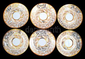 MZ csehszlovák kávés csésze készlet és alj, 6 db, matricás, jelzett, kopásnyomokkal, csésze: m: 6,5 ...
