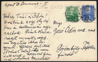 1936 Márk Lajos (1867-1942) festőművész és feleségének autográf üdvözlő képeslapja, Gerő Ödön (1863-...