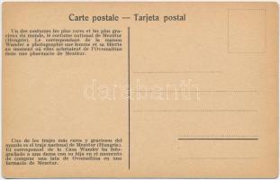 Mezőtúr, Őrangyal gyógyszertár, magyar népviseletbe öltözött anya és lány Ovomaltine vásárláskor