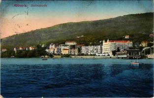 Abbazia, Opatija; Slatinabucht / seashore, beach, boats. Tomasic & Co. No. 1004. (EK)