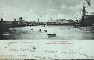 1899 Nagyvárad with Synagogue Litho