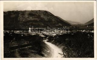 1940 Pelsőc, Pelsücz, Plesivec; látkép, út, templom / general view, road, church