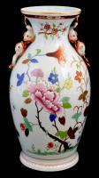 Nagy méretű Herendi porcelán padlóváza koi halas füllel, kézzel festett, jelzett, minimális kopással, m: 46 cm
