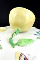 Herendi Viktória leveses tál. Kézzel festett, jelzett, Restaurált, sérült