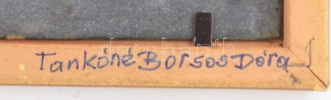 Tankóné Boros Dóra: Pillangó. Zománckép, rézlap. Hátúlján jelzett. Keretben. 10x10 cm