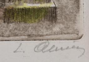 Almásy László (?-): Nagyvárosi forgatag. Színezett rézkarc, papír, jelzett, számozott (19/29), paszp...