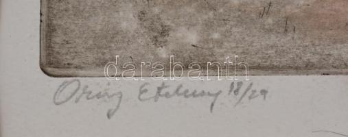 Almásy László (?-): Nagyvárosi forgatag. Színezett rézkarc, papír, jelzett, számozott (19/29), paszp...