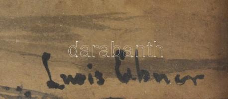 Ebner jelzéssel: Utca. Tus, papír, üvegezett keretben. 20x29 cm