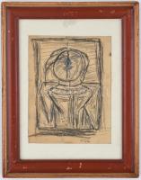 Barcsay jelzéssel: Portré. Kréta, ceruza, papír, üvegezett keretben. 23x18 cm