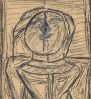 Barcsay jelzéssel: Portré. Kréta, ceruza, papír, üvegezett keretben. 23x18 cm