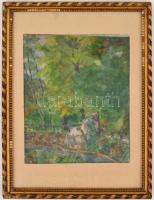 Tull jelzéssel: Táj. Akvarell, papír, üvegezett, sérült keretben. 29x24 cm