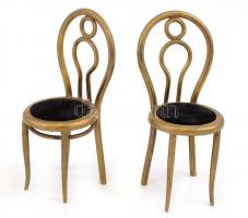 2 db régebbi réz székecske, plüss borítással, feltehetően játék, m: 11 cm