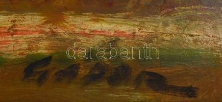 Gádor Emil (1911-1998): Őszi táj. Olaj, farost, jelzett, díszes fa keretben, 50×60 cm