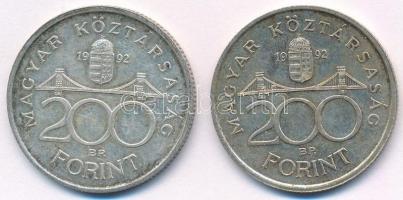 1992. 200Ft Ag "MNB" (2x) T:2 Adamo F13