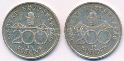 1992. 200Ft Ag "MNB" (2x) T:2 Adamo F13