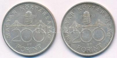 1993. 200Ft Ag "MNB" (2x) T:2 Adamo F13