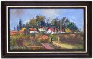 Séday Éva (1929-2011): Tanya. Olaj, farost, jelzett és datált (Séday Éva 93), fa keretben, 19×34 cm