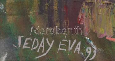 Séday Éva (1929-2011): Tanya. Olaj, farost, jelzett és datált (Séday Éva 93), fa keretben, 19×34 cm