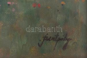 Szentpály Zoltán (?-?): Házsor libákkal. Olaj, falemez, jelzett, üvegezett sérült, régi keretben, 25...