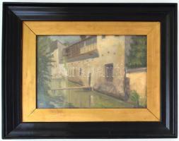 Olvashatatlan jelzéssel (Ka...): Vízparti épület (hátoldalán olvashatatlan címmel: .... Borgyár háza...