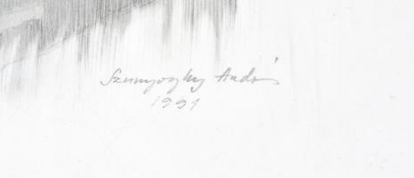 Szunyoghy András (1946- ): Széchenyi István portréja. Ceruza, papír, jelzett és datált (Szunyoghy An...