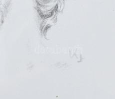 Krasznai János (1930-): Hippokrátész. Ceruza, papír, jelzett. Fa keretben, 12,5×10,5 cm