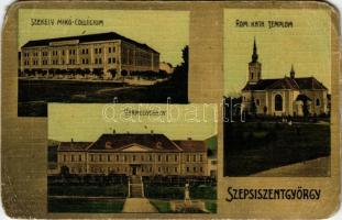 Sepsiszentgyörgy, Sfantu Gheorghe; Székely Mikó kollégium, Római katolikus templom, Vármegyeház / boarding school, church, county hall (non PC) (EK)