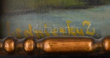 Ledniczky Z, jelzéssel: Gólya. Olaj, karton. Díszes, üvegezett, sérült fa keretben, 30×20 cm